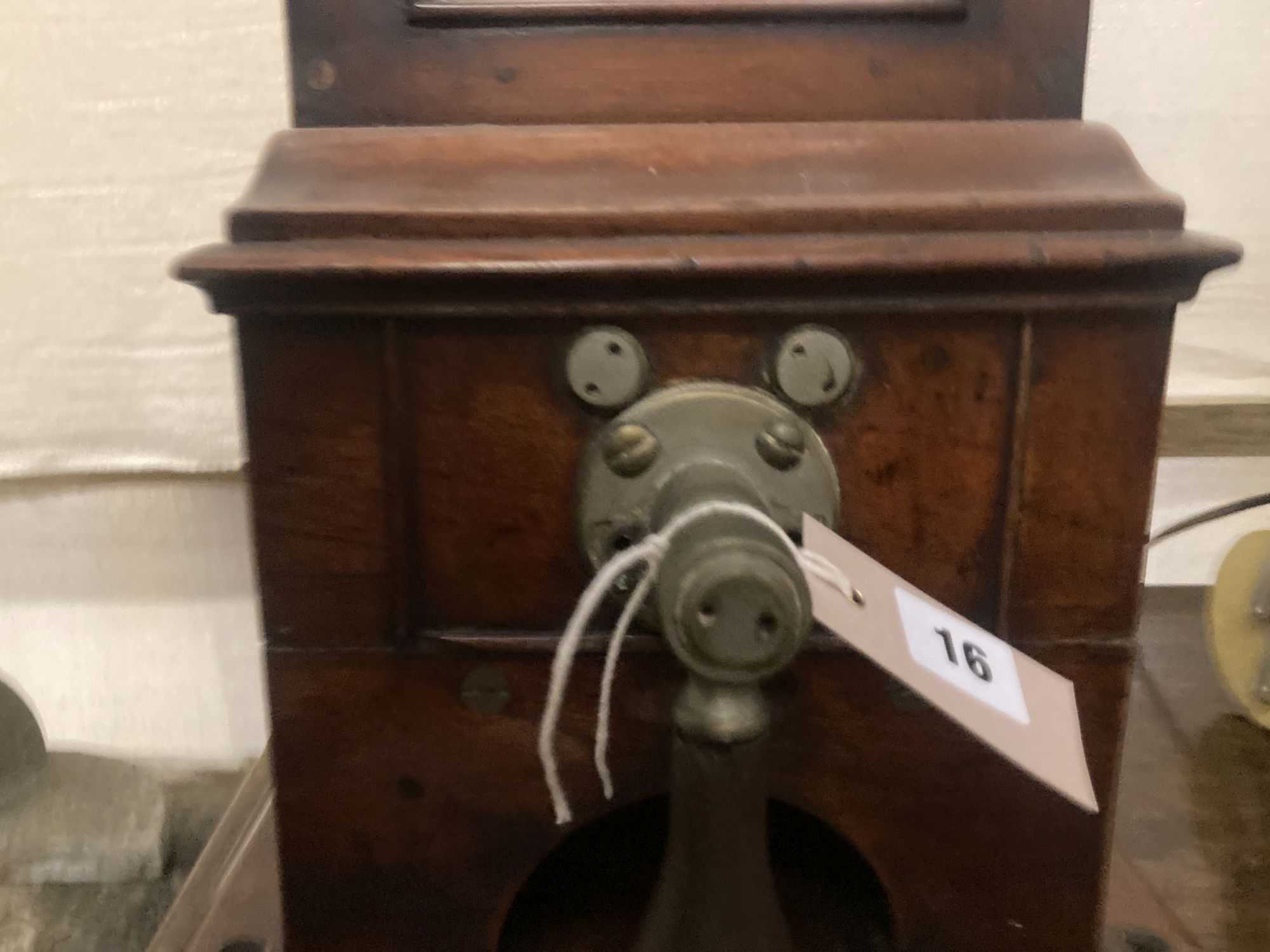 A Victorian mahogany railway signal mans box, width 27cm depth 16cm height 49cm